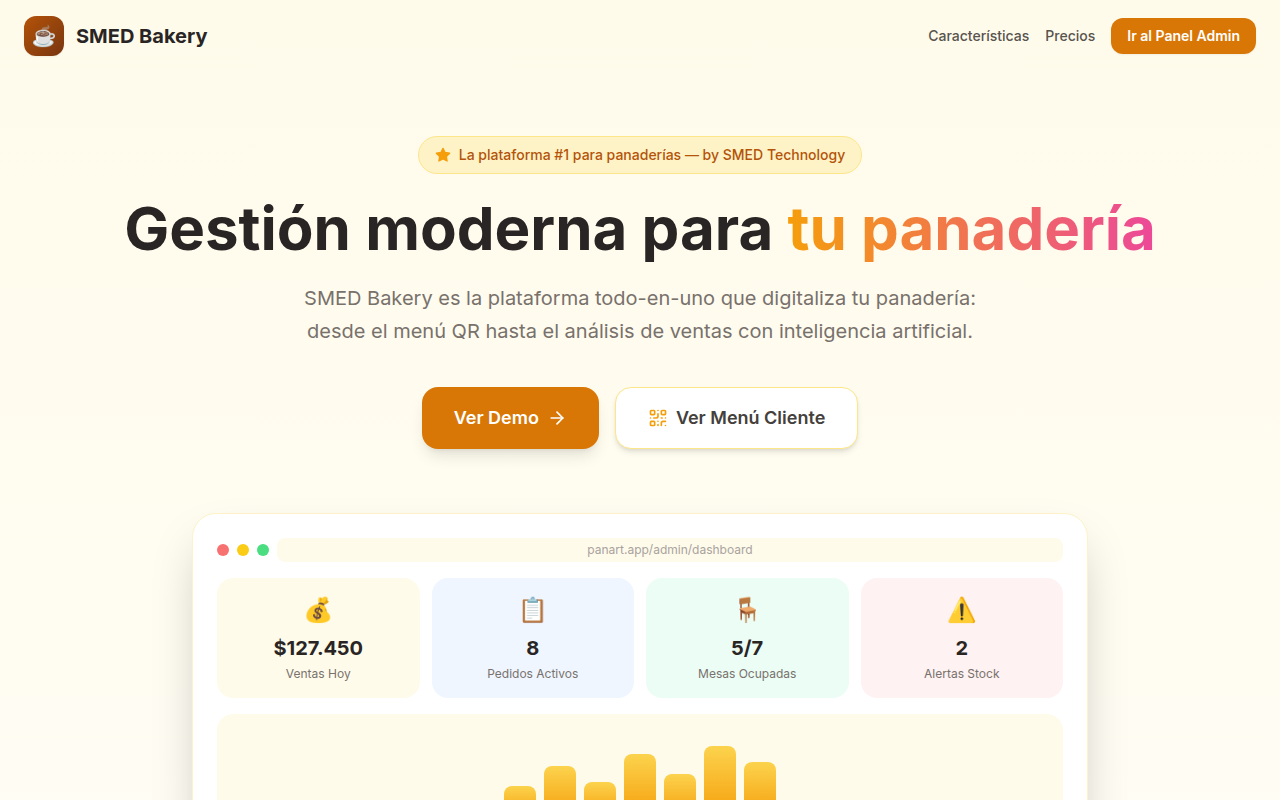 SMED Bakery — plataforma de gestión para panaderías